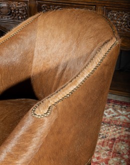 western living room chair with cowhide all over