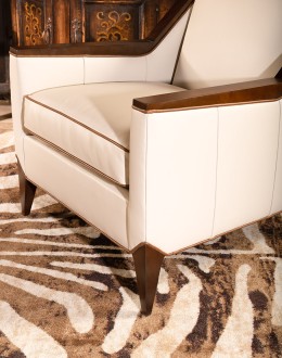 Fine Western Chic White Leather Accent Chair cream leather accent chair with exposed wood frame