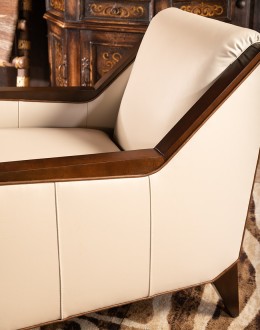 Fine Western Chic White Leather Accent Chair cream leather accent chair with exposed wood frame