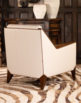 Fine Western Chic White Leather Accent Chair cream leather accent chair with exposed wood frame