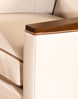 Fine Western Chic White Leather Accent Chair cream leather accent chair with exposed wood frame