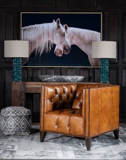 modern rustic style tufted tan leather chair