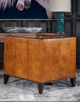 modern rustic style tufted tan leather chair