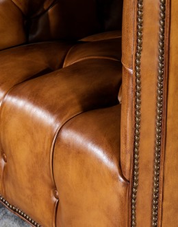 modern rustic style tufted tan leather chair