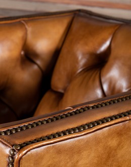 modern rustic style tufted tan leather chair
