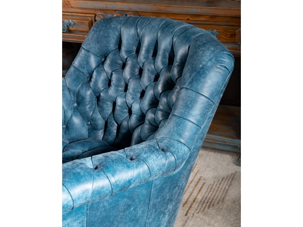 Levi Lounge Italian Leather Accent Chair - Blue Denim Levi Lounge Italian Leather Accent Chair - Blue Denim