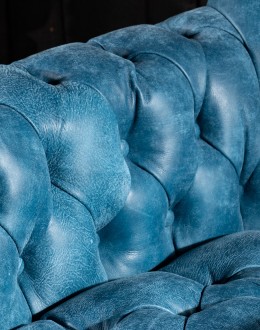 Levi Leather Lounge Chair distressed denim leather chair with button tufting