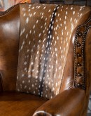 oversized leather wingback chair with real axis deer hide,saddle leather wingback chair