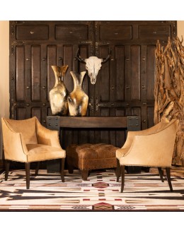western living room chair with cowhide all over