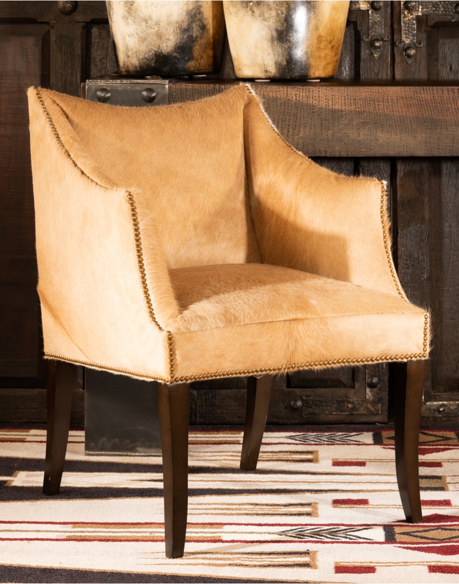 western living room chair with cowhide all over