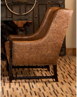 Fine Western Chic Leather Accent Chair leather accent chair with exposed wood frame