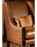 leather accent chair with exposed wood frame