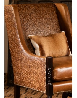 Fine Western Chic Leather Accent Chair leather accent chair with exposed wood frame