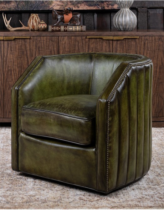 Oliver Olive Leather Swivel Chair