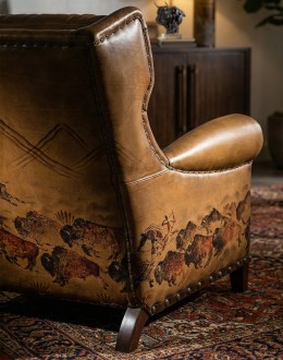 Painted Bison Leather Chair Painted Bison Leather Chair