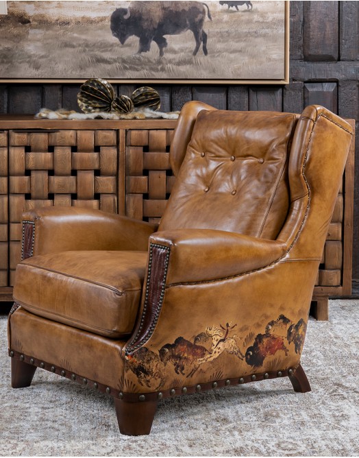 Painted Bison Leather Chair