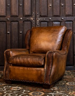 A Luxurious American Made Leather Chair high end western style leather living room chair,ranch style chair with saddle leather