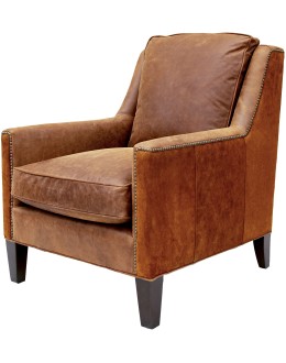 small distressed brown leather chair with suede leather accents