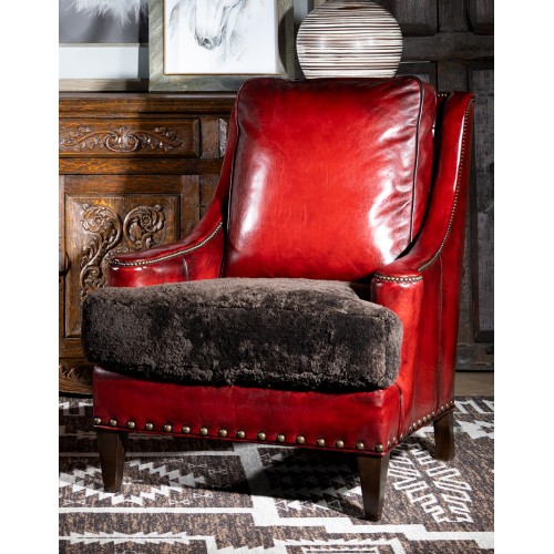 Red and discount black leather chair