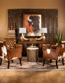 tufted leather chair with cowhide on the outside,tufted accent chair with saddle leather
