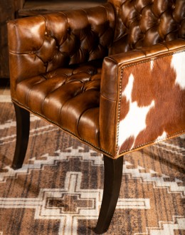 Reno Tufted Leather Chair tufted leather chair with cowhide on the outside,tufted accent chair with saddle leather