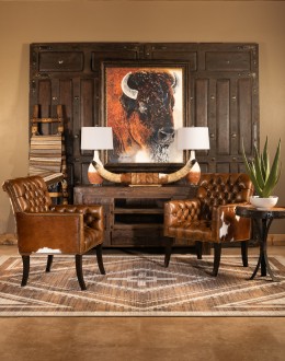 Reno Tufted Leather Chair tufted leather chair with cowhide on the outside,tufted accent chair with saddle leather