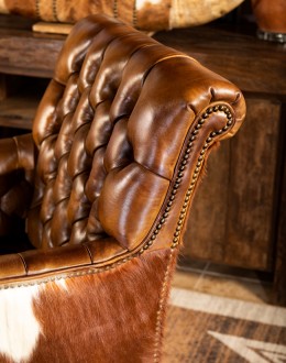 Reno Tufted Leather Chair tufted leather chair with cowhide on the outside,tufted accent chair with saddle leather
