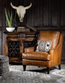 saddle tan distressed leather lounge chair 
