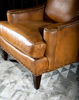 Revere Saddle Leather Chair saddle tan distressed leather lounge chair
