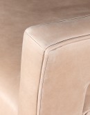 Rhodes Leather Chair in cream top grain leather with a low-profile, modern rustic design, showcasing American craftsmanship.