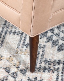 Rhodes Leather Chair in cream top grain leather with a low-profile, modern rustic design, showcasing American craftsmanship.