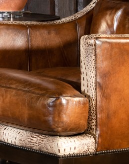 fine leather accent chair upscale ranch style leather chair,ranch style chair with saddle leather