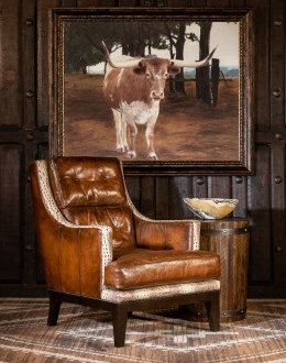 fine leather accent chair upscale ranch style leather chair,ranch style chair with saddle leather