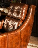 upscale ranch style dark leather chair,tan accent chair with saddle leather
