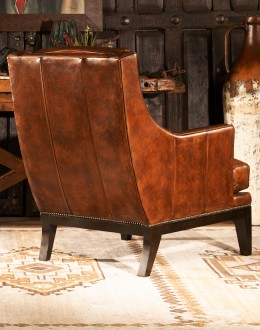 upscale ranch style dark leather chair,tan accent chair with saddle leather