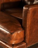 upscale ranch style dark leather chair,tan accent chair with saddle leather
