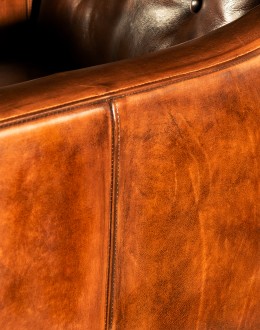 upscale ranch style dark leather chair,tan accent chair with saddle leather