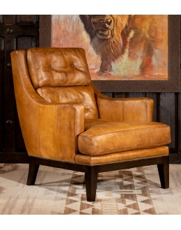 upscale ranch style tan leather chair,tan accent chair with saddle leather