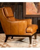 upscale ranch style tan leather chair,tan accent chair with saddle leather