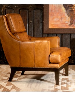 upscale ranch style tan leather chair,tan accent chair with saddle leather