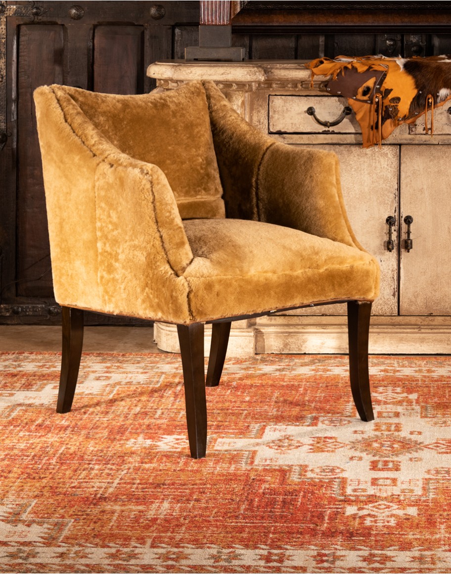 western living room chair with cowhide all over