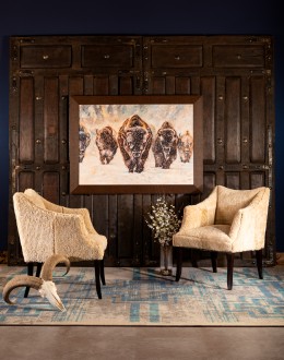 western living room chair with cowhide all over