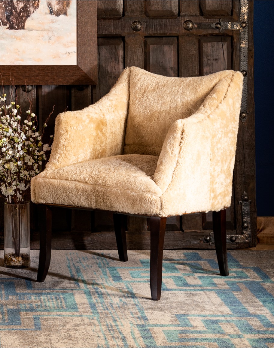 western living room chair with cowhide all over