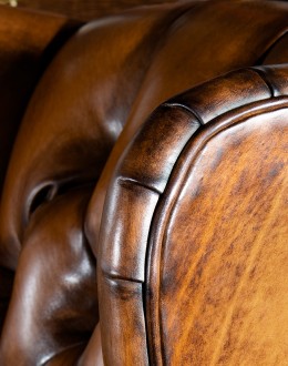 high quality leather wingback chair,wingback chair with brown saddle leather,5962-t barron tufted chair