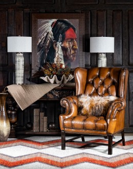 high quality leather wingback chair,wingback chair with brown saddle leather,5962-t barron tufted chair