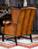 high quality leather wingback chair,wingback chair with brown saddle leather,5962-t barron tufted chair