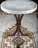 white onyx top accent table with iron base