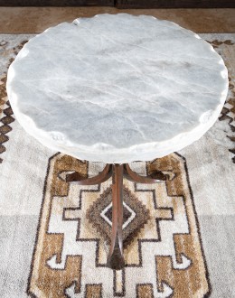 white onyx top accent table with iron base