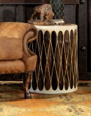 authentic rawhide indian drum accent table