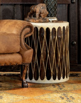 authentic rawhide indian drum accent table